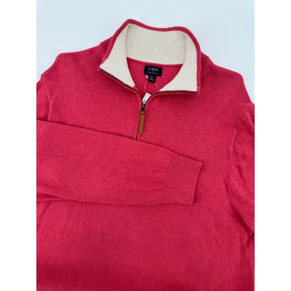 J. Crew Other - J Crew Sweater Mens XL Pink Orange Knit 1/4 Zip Pullover Cotton Lightweight NEW